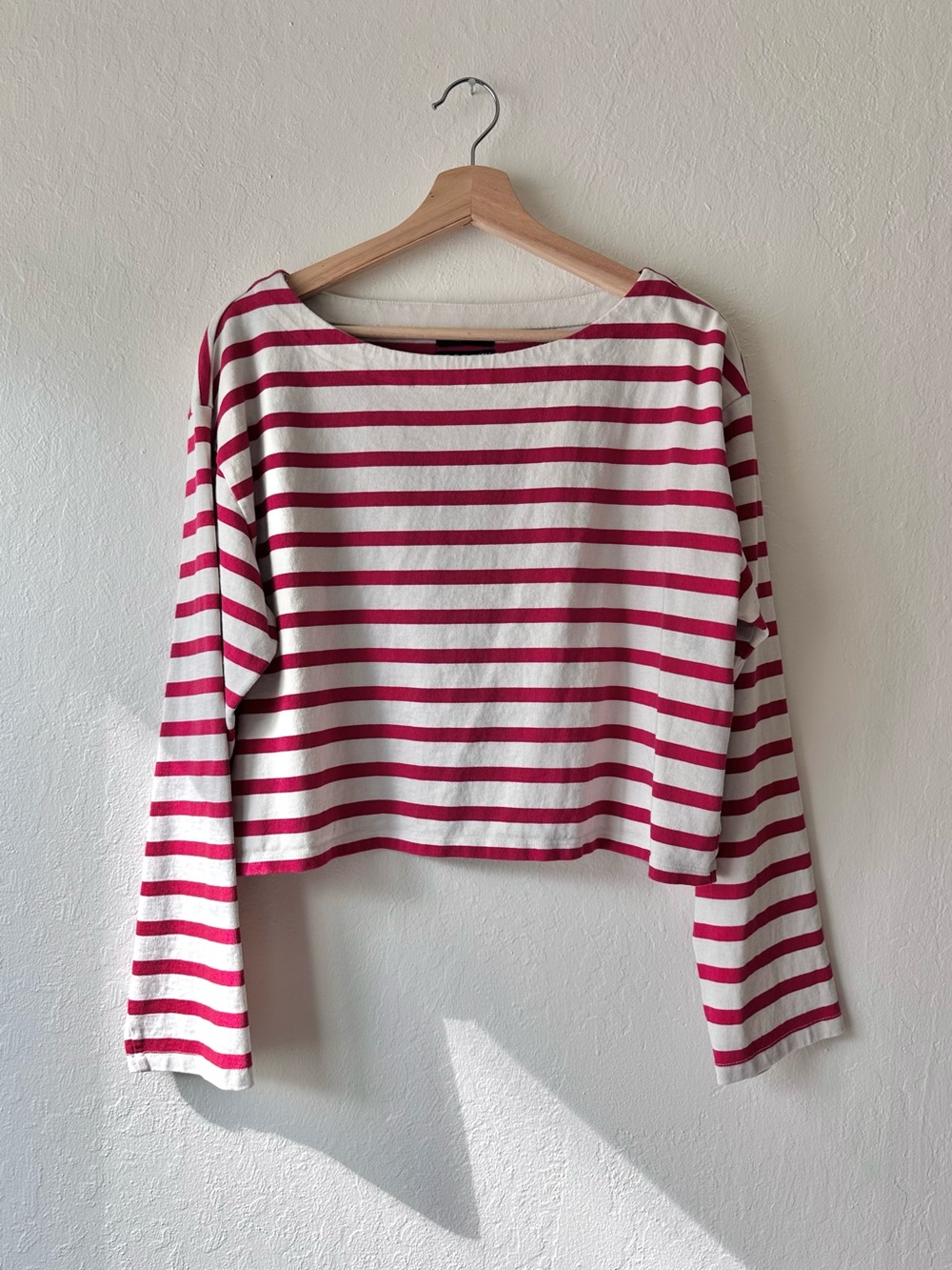 J crew cropped boatneck t-shirt mariner cotton red & white striped women’s large